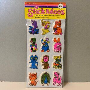 Vintage 1977 Imperial Stickadoos Puffy Stickers Kangaroo Snake Mouse & More